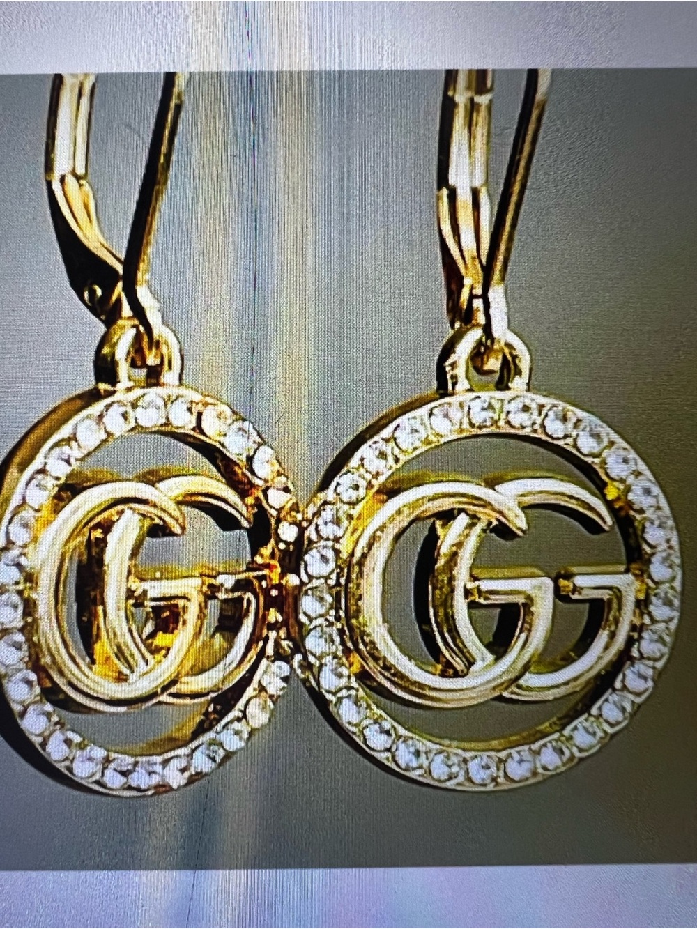 Upcycled fashion Gold Crystal Interlocking Circle Drop Earrings